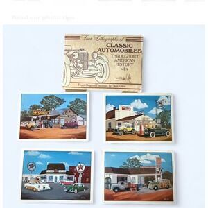 Stan Cline Classic Automobiles Lithographs Set of 4 5x7 Vintage Car Art Prints
